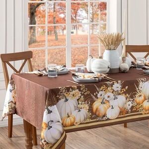 Autumn Harvest Tablecloth - Brown and Cream